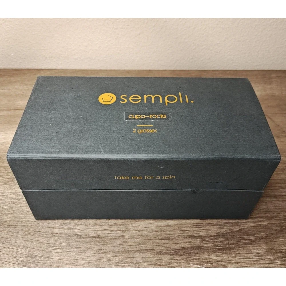 Sempli Cupa-Rocks Glasses Set‎ of 2 Hand-Blown Spinning Wine Stemless Rocks